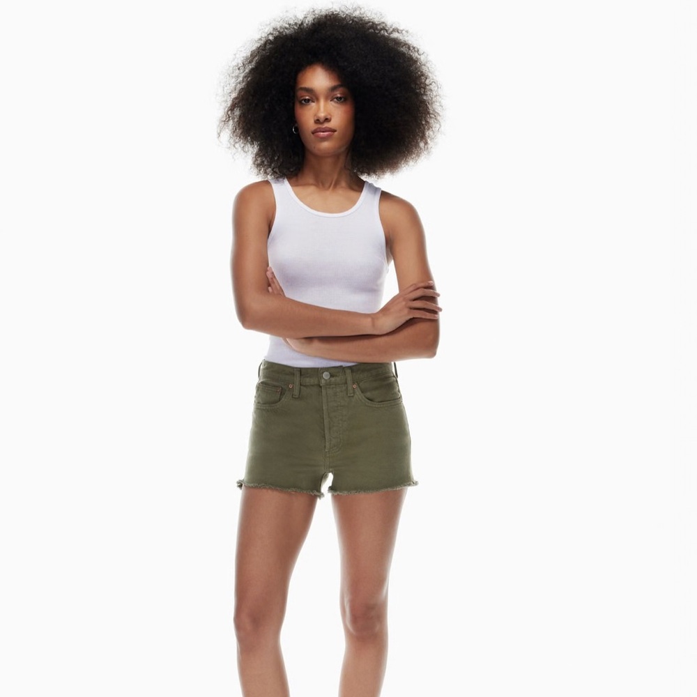 Denim Forum The Yoko Short, Gd Olive Leaf Green, Size 25